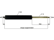 TRAILER POOL Gasdruckfeder 418 – 768 mm, 1.300 N, Gewinde/Gewinde, für Anhänger Baureihe 14/18, GF14283507681300 