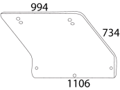 Heckscheibe, klar, 4-Loch-Befestigung, schmal, für Fiat -88, -90, 580, 680, 780, 880, 980, Kabine Komfort CS 14; Komfort CS 15; Komfort CS 16; Komfort CS 17; Komfort CS 18; Komfort CS 19 