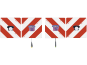 Warntafelsatz "Folie Typ 1" links/rechts 423 x 423 mm rot; weiß, beidseitig beklebt, Positionsleuchte vorn, Schlussleuchte ROM, anschlussfertig, 4-polig, S1 