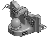 Rockinger Kugeleinsatz "RO825K", Fahrstuhllager und Kugel K80® mit Adapterplatte, 330/20/30 mm, schwarz, für Traktor mit CBM-Anhängebock, RO825K3040C 