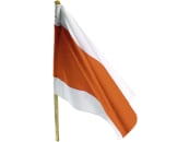 Warnflagge 500 x 500 mm weiß; orange, mit Holzstab 20 x 790 mm, für Schneepflug 