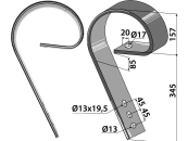 Industriehof® Schleppzinken 502 x 10 mm, ohne Verschleißteil, für Väderstad, 10.1048 