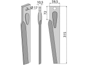 Industriehof® Kreiseleggenzinken links/rechts 59,5 x 315 x 10,5 mm, Bohrung 17 mm für Lely 