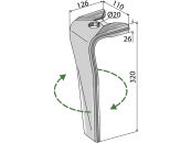 Industriehof® Kreiseleggenzinken links/rechts 110 x 320 x 26,5 mm, Bohrung 20 mm für Kuhn 