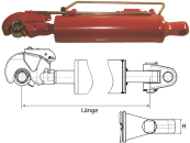 Hydraulischer Oberlenker, Kat. 3/3 (32 mm), Länge 637 – 887 mm, mit Fanghaken 