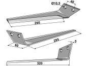 Industriehof® Köpfermesser links 320 x 60 x 5 mm, Abstand Bohrungen 40 mm für Kleine, 34-KLE-99R 