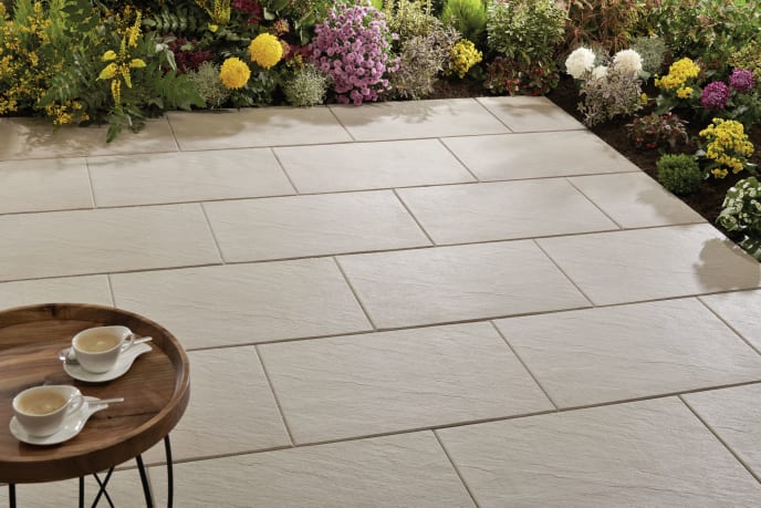 Terrassenplatte Sandstein Beige