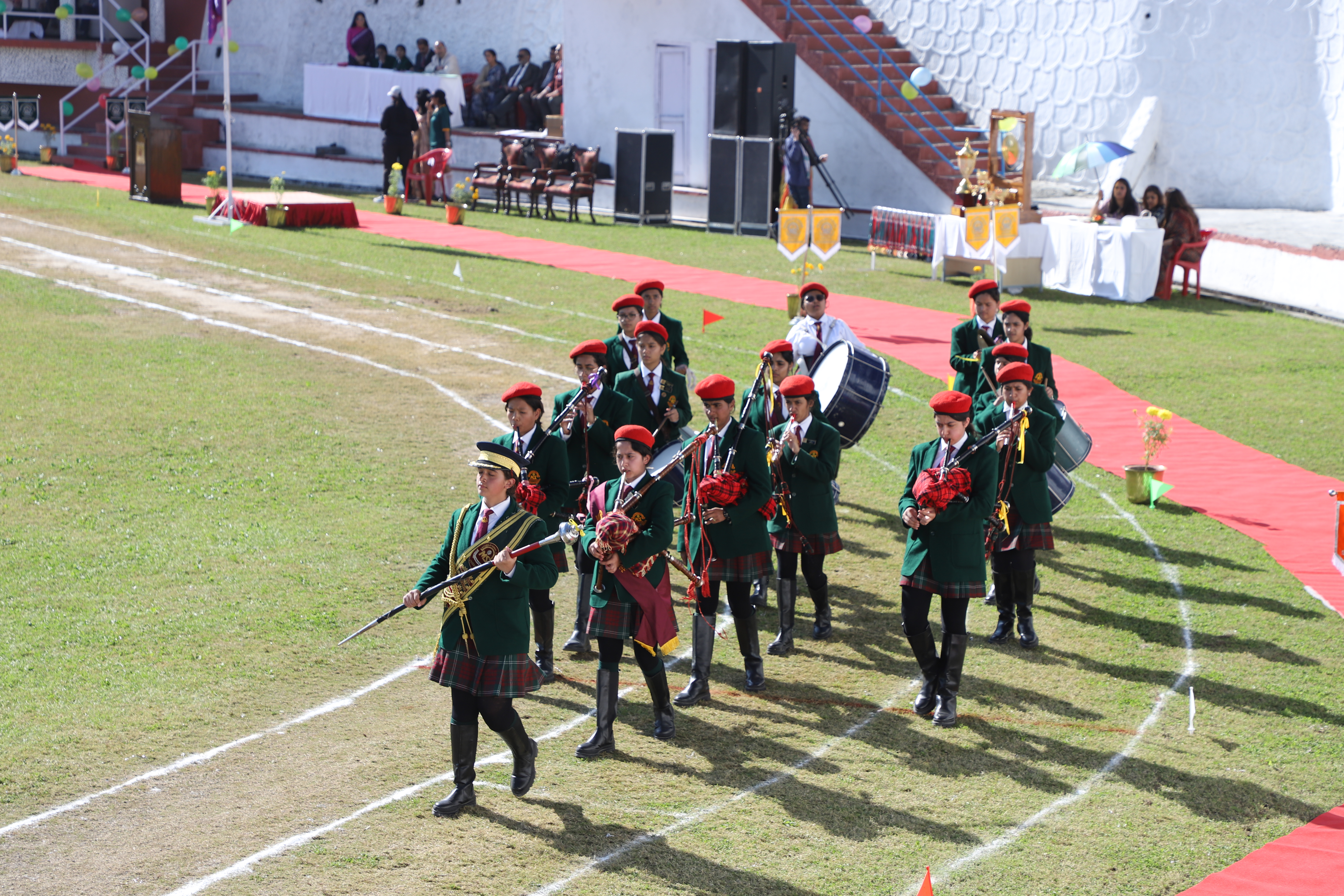 Morning assembly on the school lawn