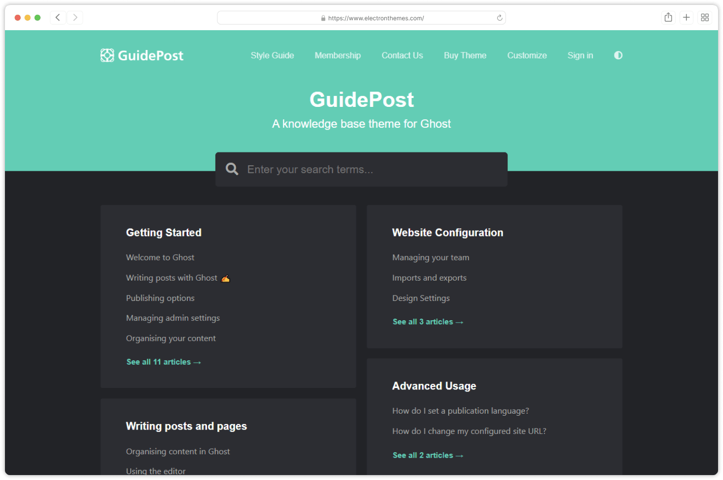 Guidepost ghost theme