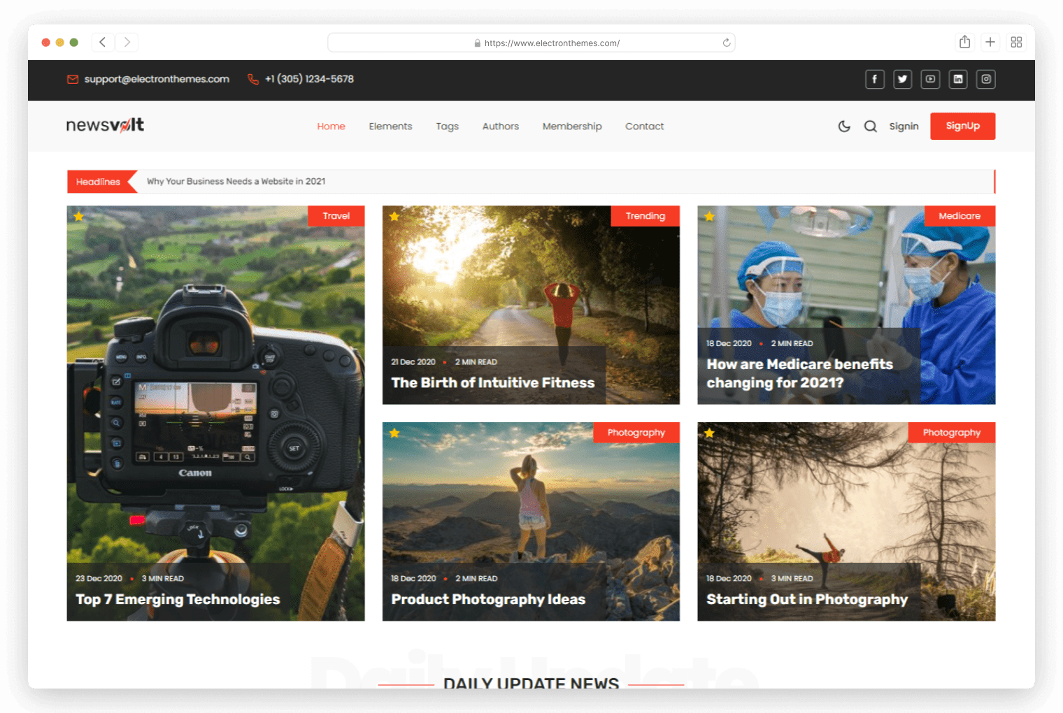  Newsvolt -Professional News, Magazine & Blog Ghost Theme