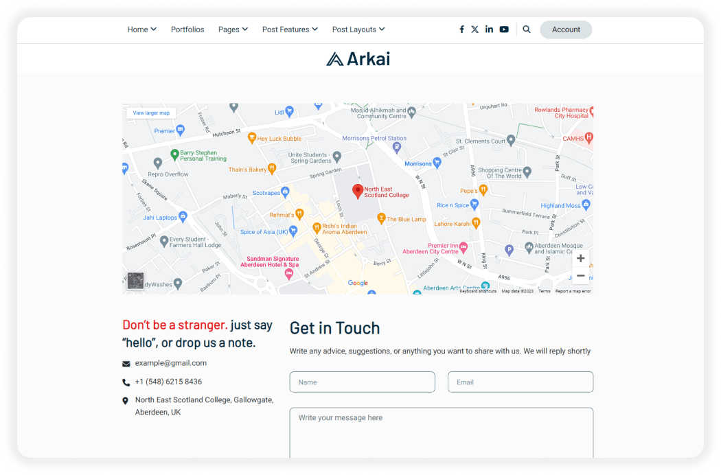 Arkai Contact Page