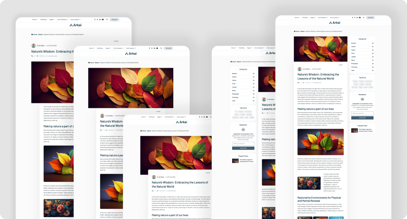 Flexible Single Post Layouts on Arkai user-friendly blog theme