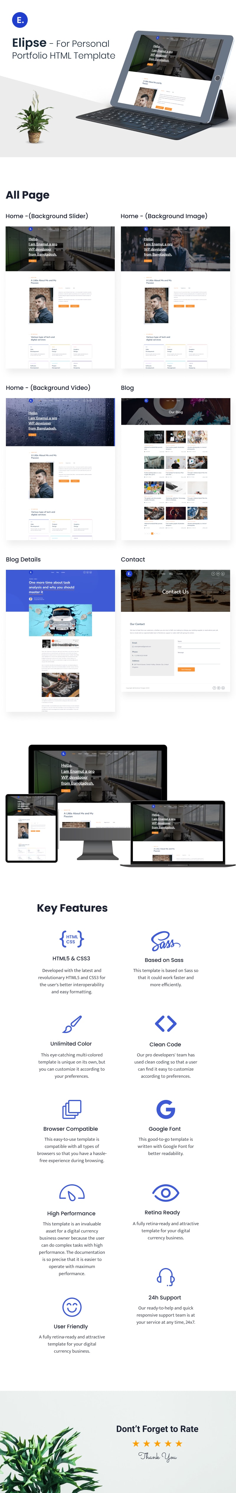 Responsive one-page portfolio website template