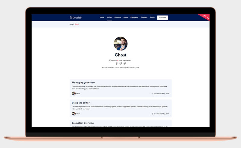Docslab - single author page