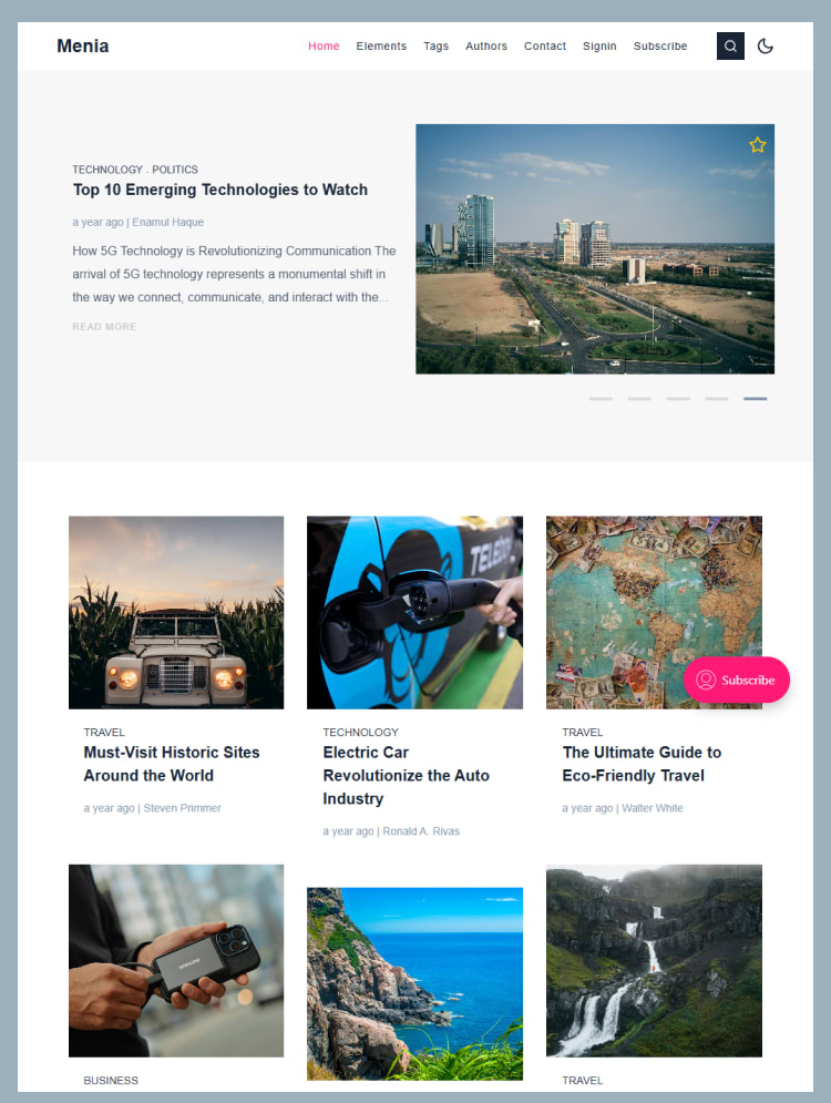 Menia - Responsive Minimal and Clean Ghost Theme