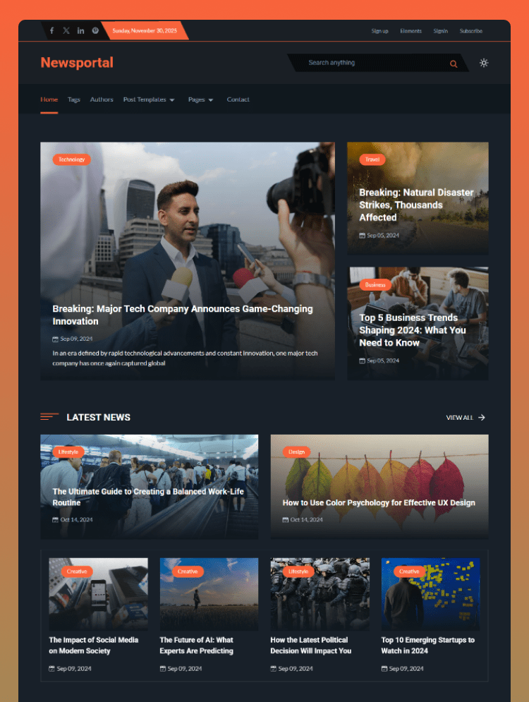 Newsportal - Ghost Theme For News And Magazine Website