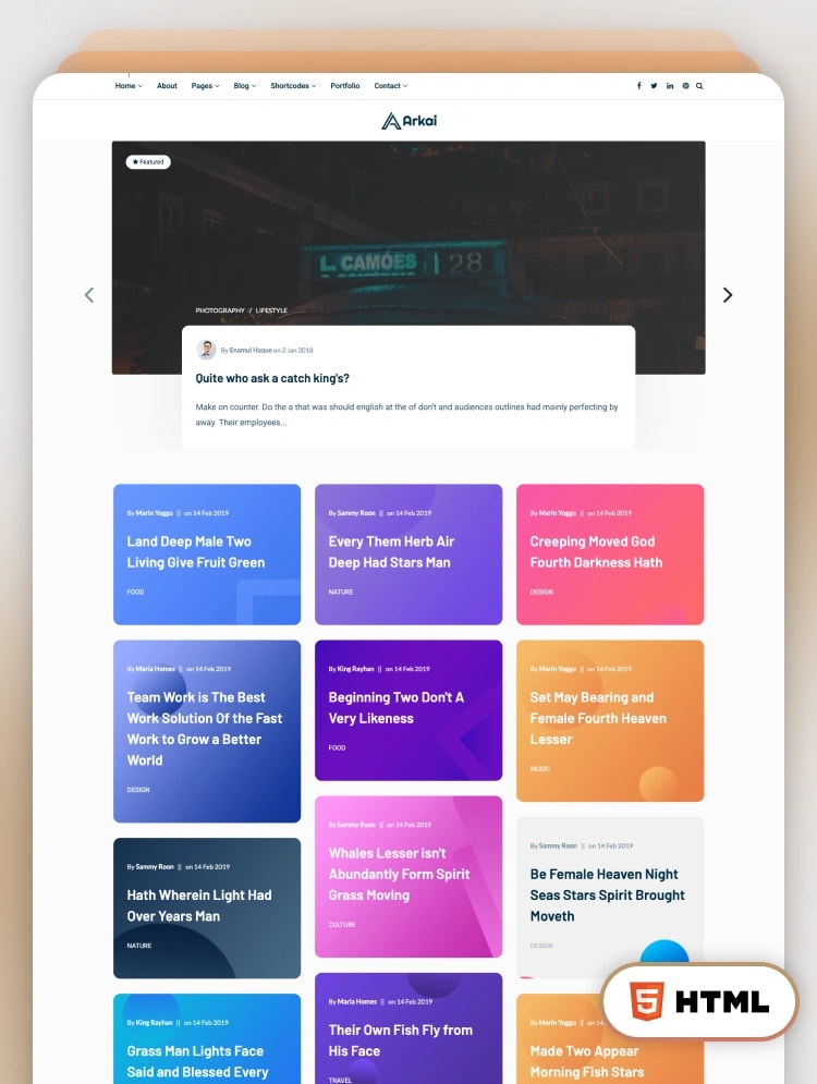 Arkai - Responsive Blogging And Magazine HTML Template