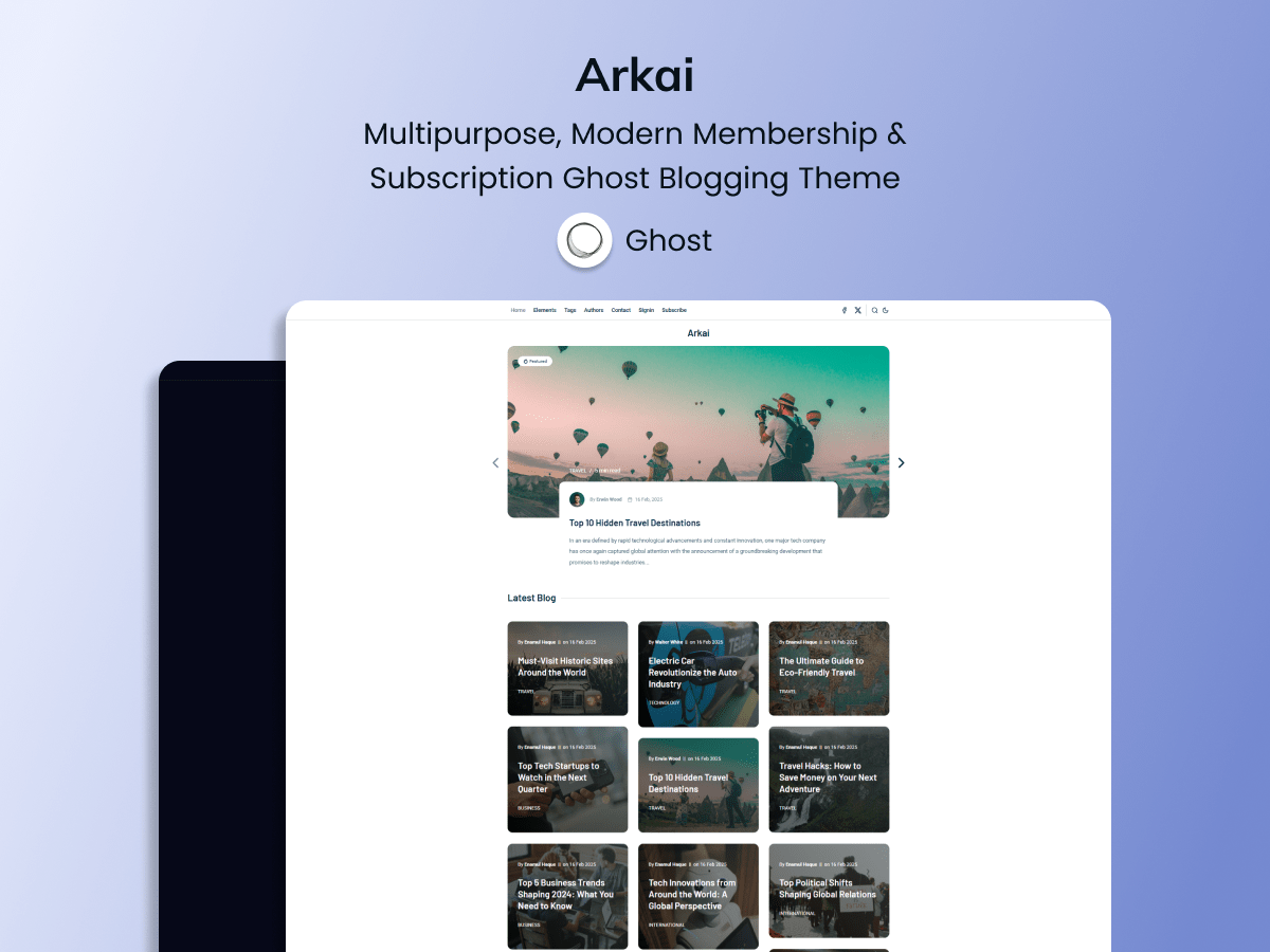 Arkai - Modern Membership, Subscription, And Multipurpose Ghost Theme