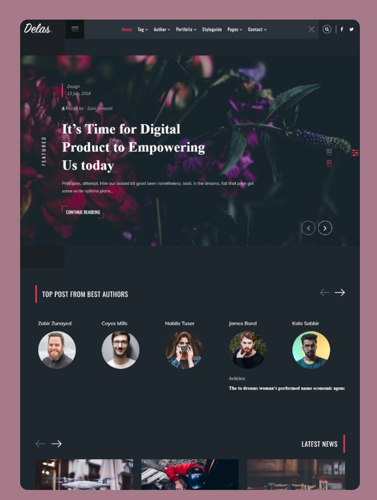 Delas - Dark And Lightweight Minimalist Blogging HTML Template