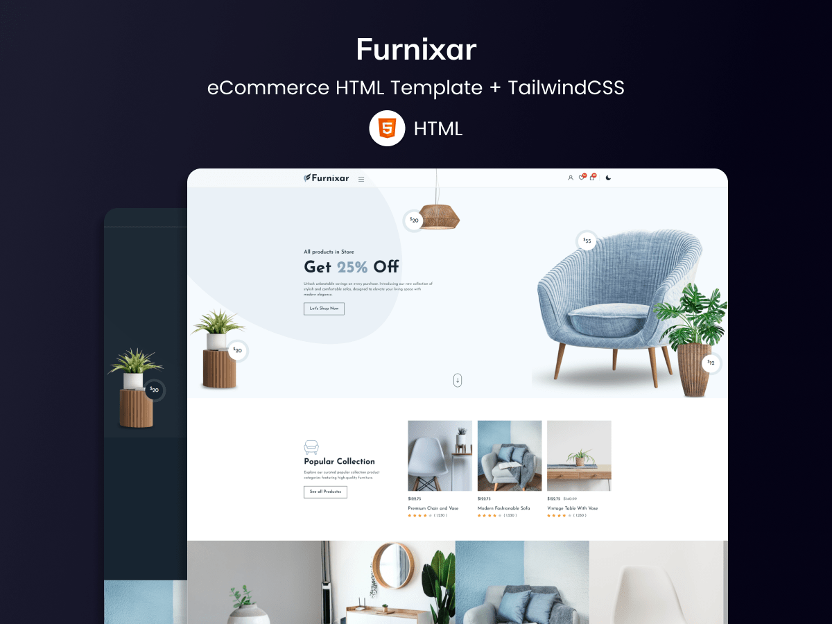 Furnixar - eCommerce HTML Template for Furniture and Interior Design