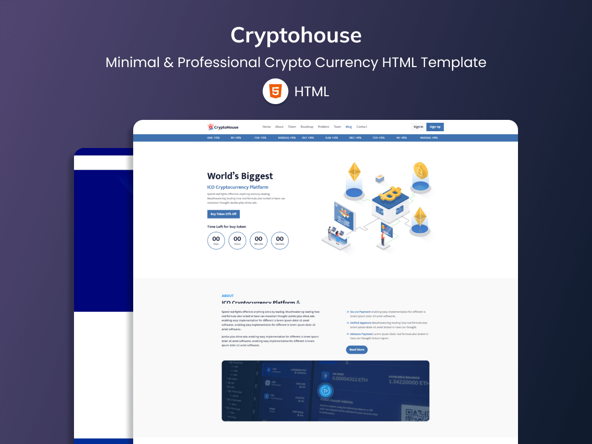 CryptoHouse - Advanced Crypto Currency HTML Template