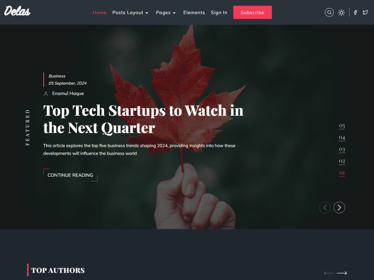 Delas - Magazine And Creative Portfolio Ghost Theme