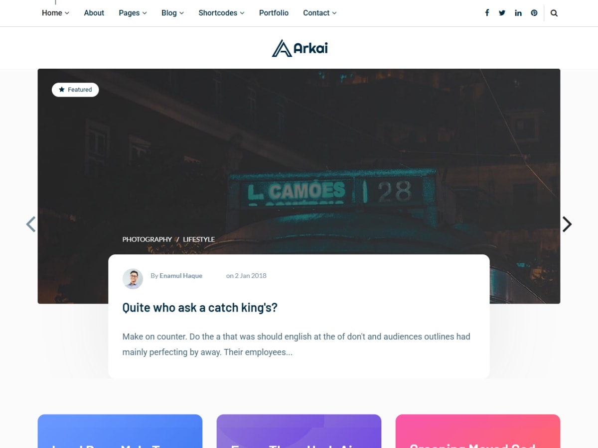 Arkai - Responsive Blogging And Magazine HTML Template