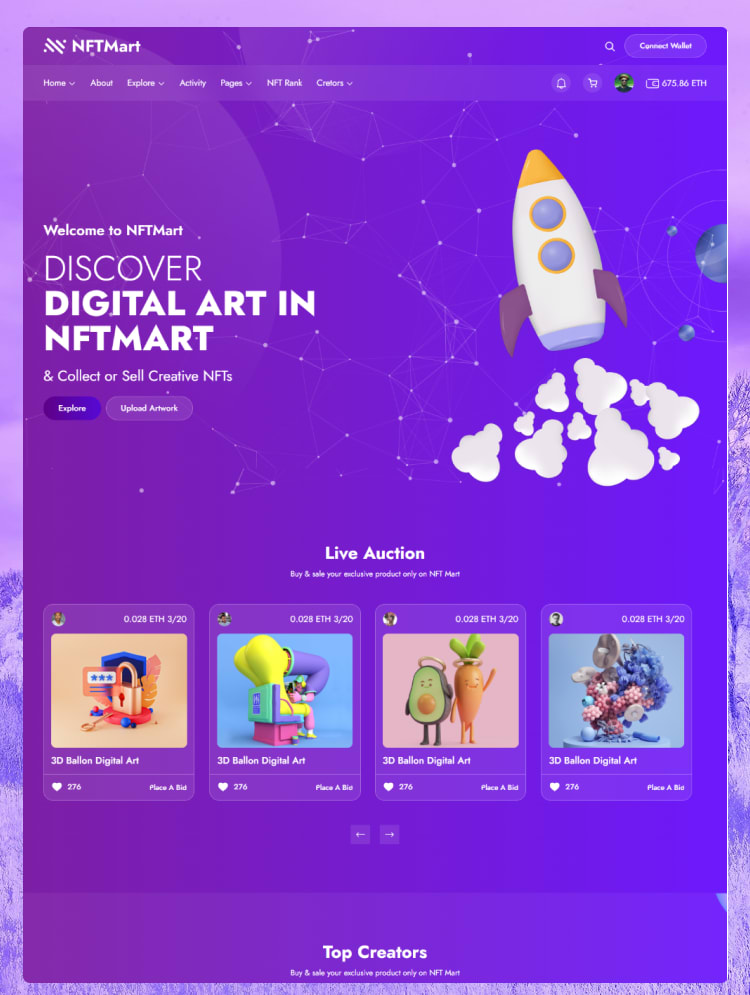 NFTMart - NFT Marketplace HTML Template