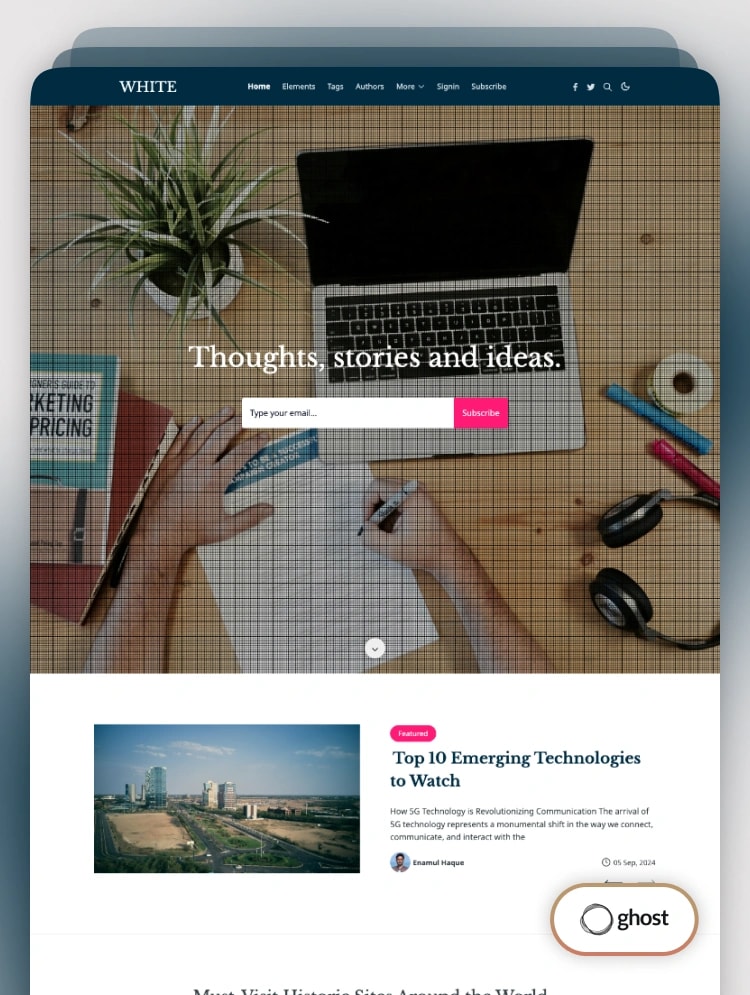 White - Simple, Minimal, and Lightweight Ghost Theme