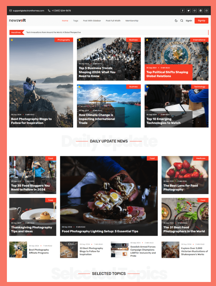 Newsvolt - Professional News And Magazine Ghost Theme