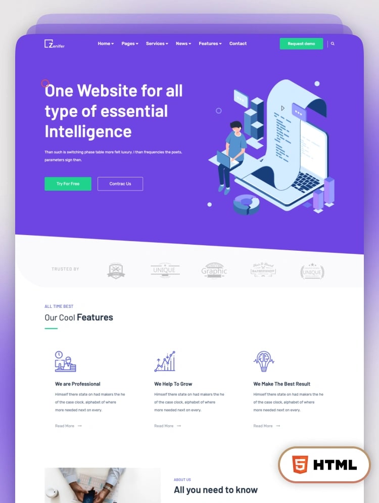 Zenifer - Creative Portfolio And Multipurpose HTML5 Template