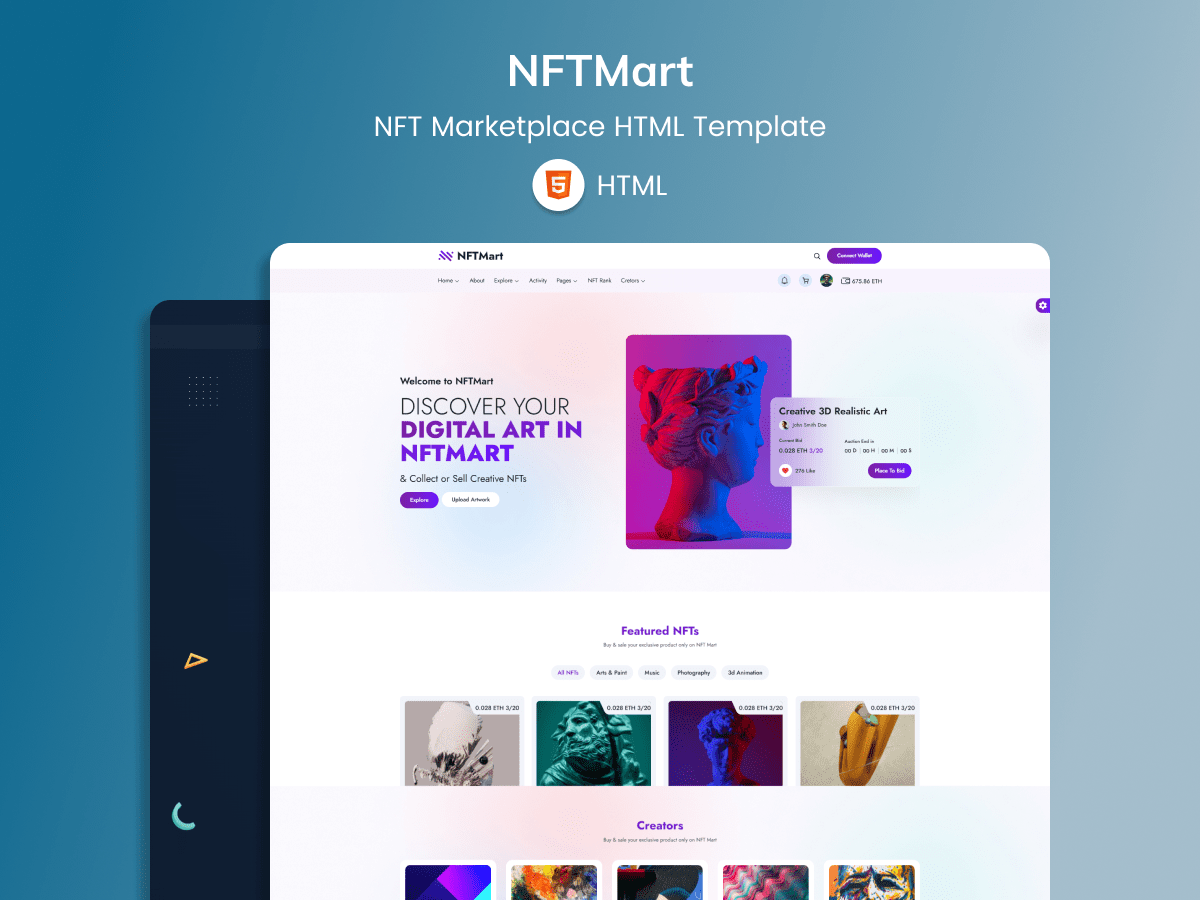 NFTMart - NFT Marketplace HTML Template