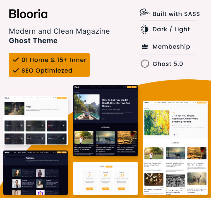 Blooria - Modern And Clean Magazine Ghost Blogging Theme