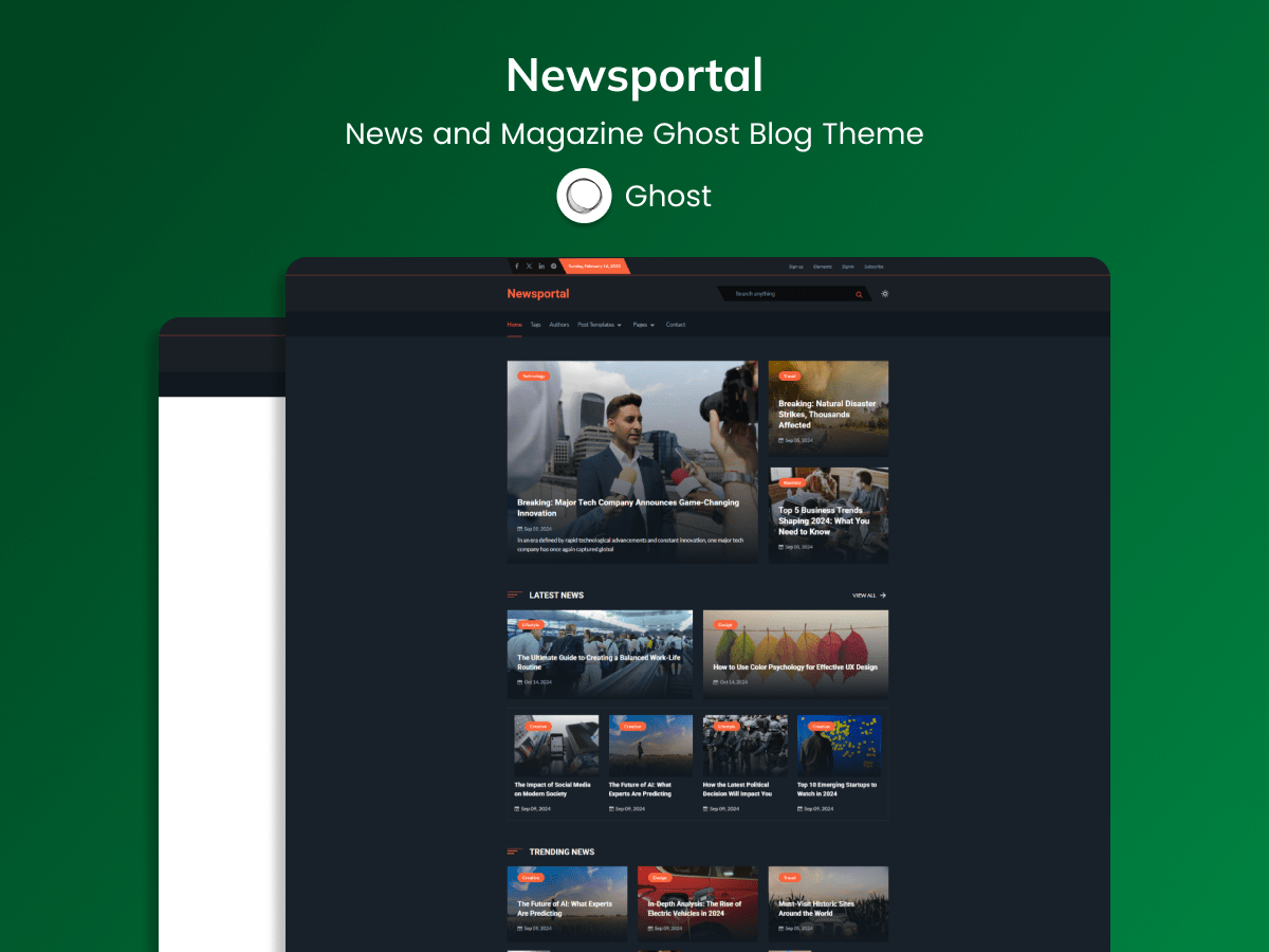 Newsportal - Ghost Theme For News And Magazine Website