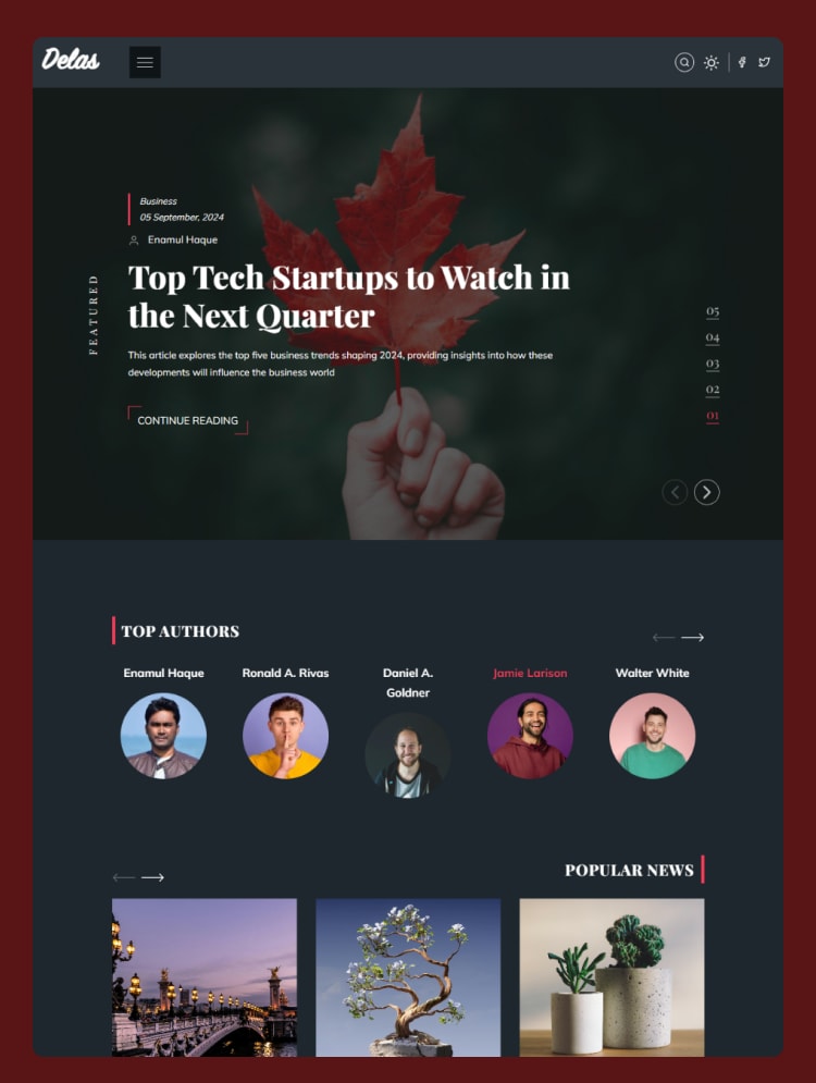 Delas - Magazine And Creative Portfolio Ghost Theme