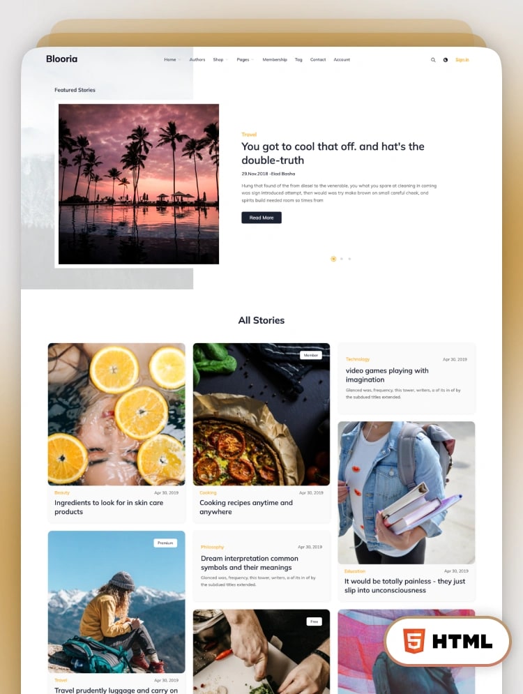 Blooria - Professional E-commerce And Multipurpose Blog HTML Template
