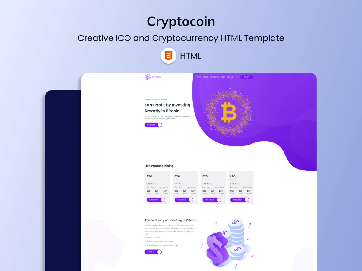 Cryptocoin - Creative ICO Blockchain And Cryptocurrency HTML Template
