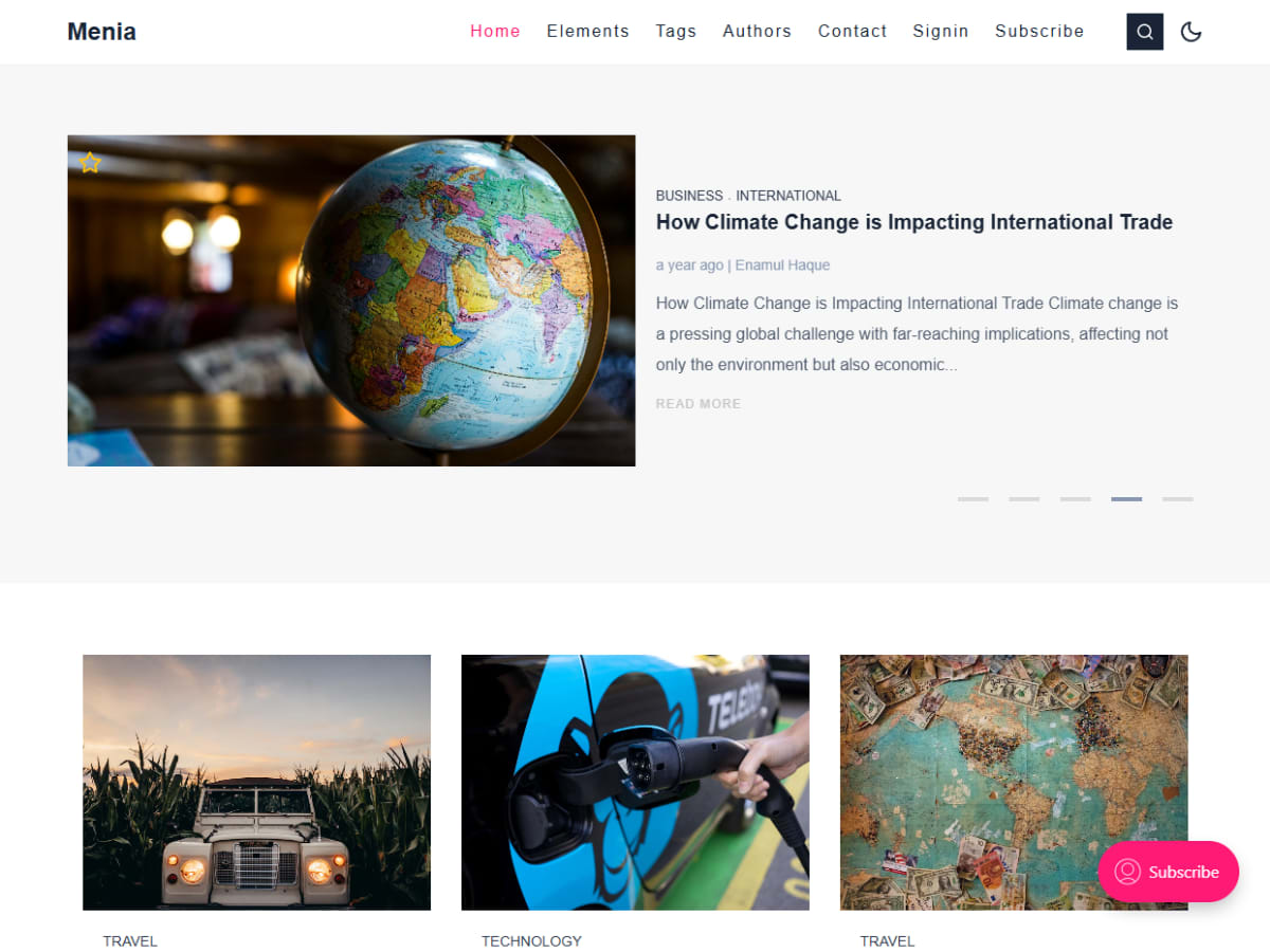 Menia - Responsive Minimal and Clean Ghost Theme