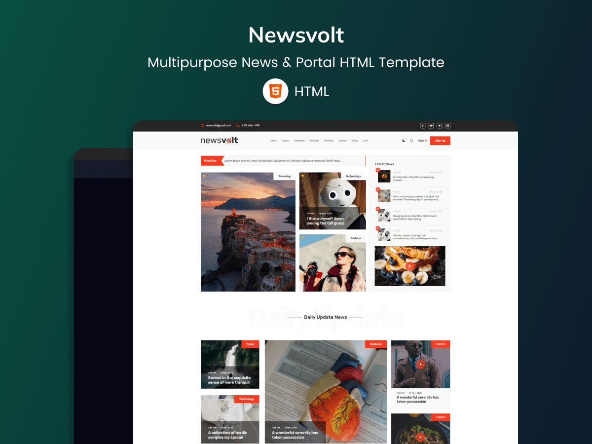 Newsvolt - Lightweight Professional News And Magazine Blog HTML Template