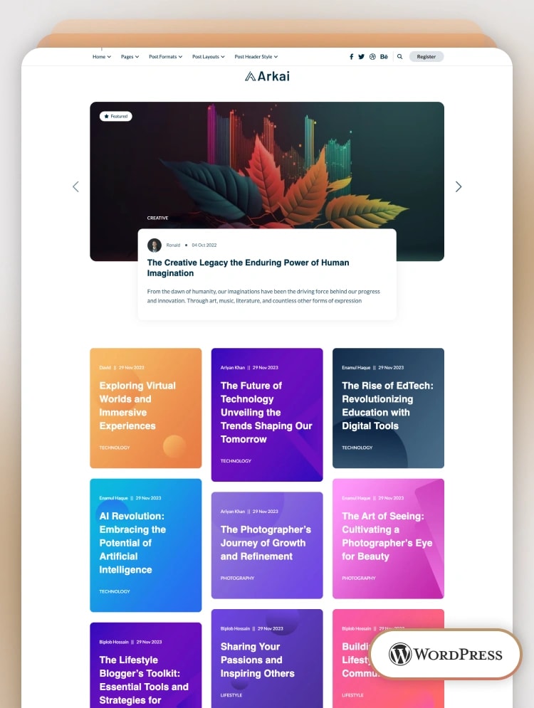 Arkai - Fast & Lightweight Multipurpose WordPress Blog Theme