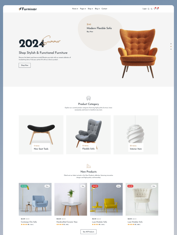 Furnixar - Furniture Next.js Template, Responsive & eCommerce Ready