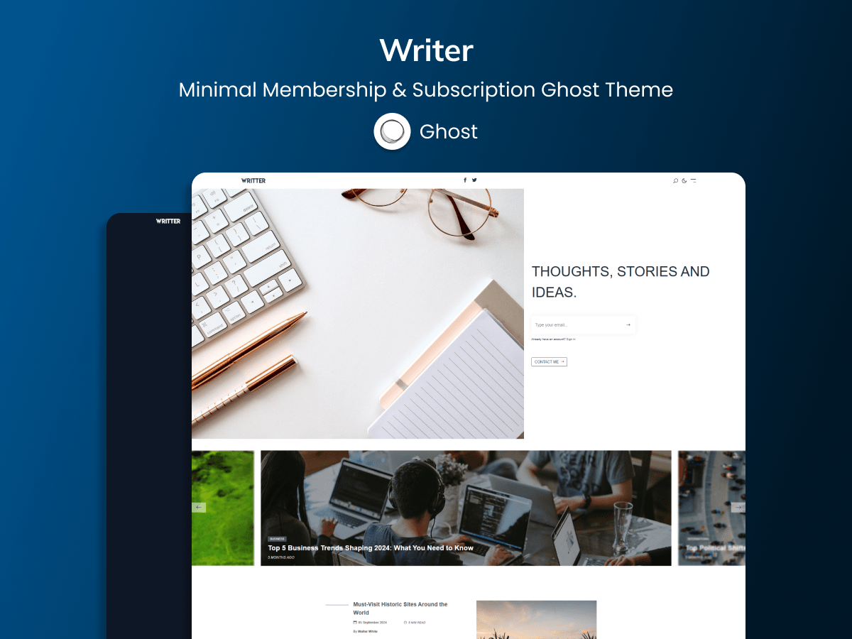 Writter - Minimal Subscription and Membership Ghost Theme