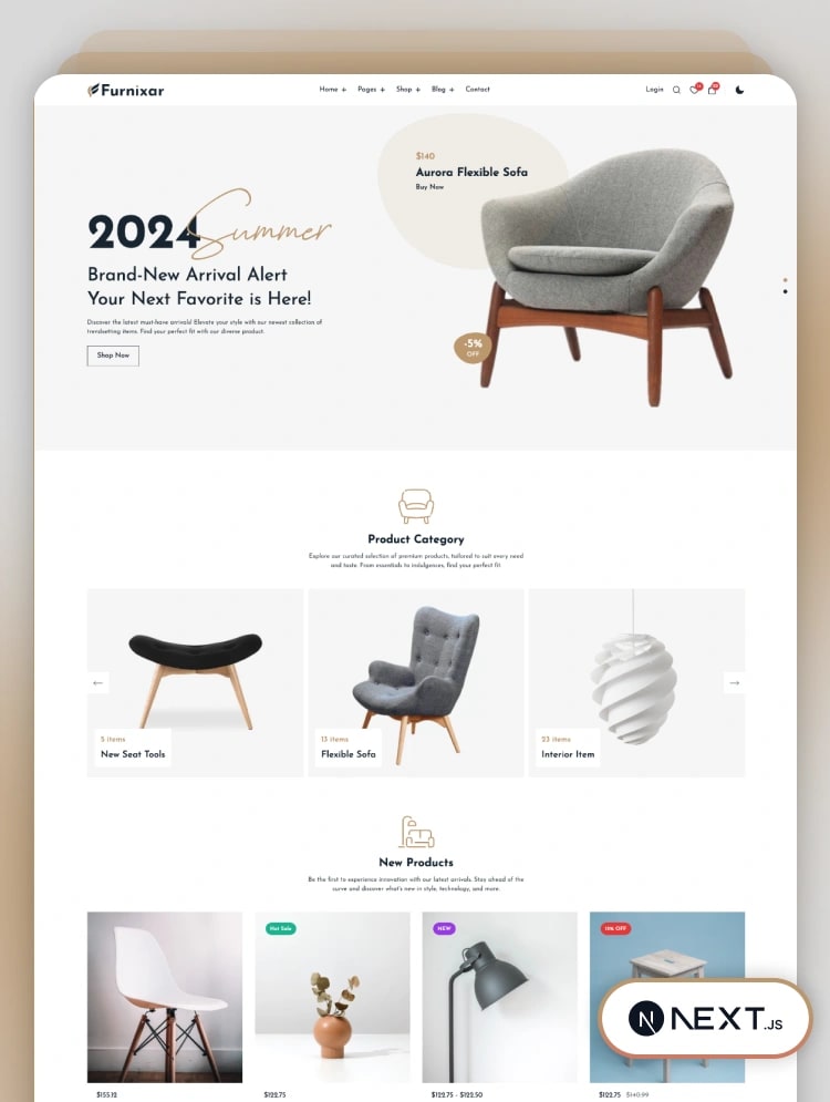 Furnixar - Furniture Next.js Template, Responsive & eCommerce Ready