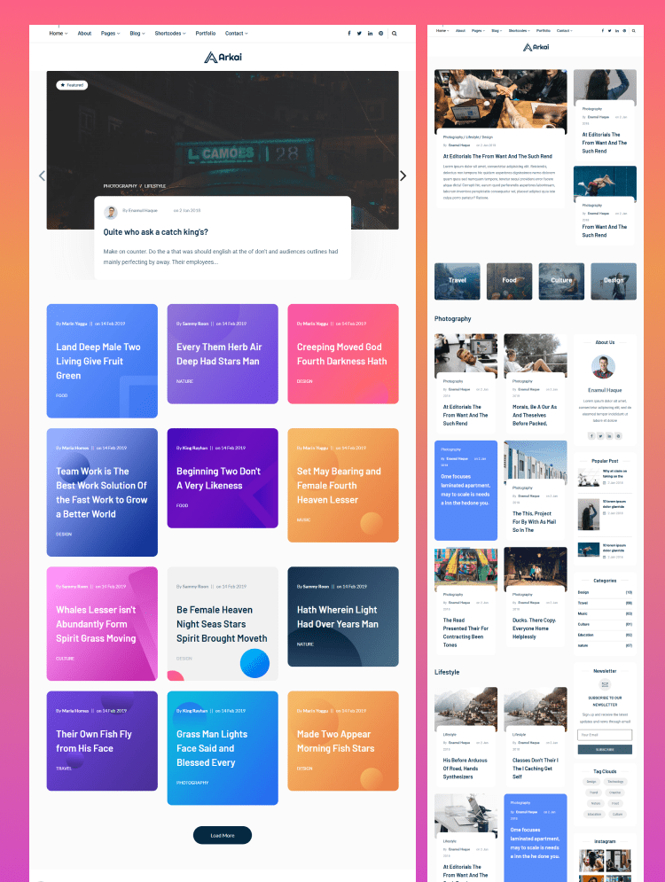 Arkai - Responsive Blogging And Magazine HTML Template