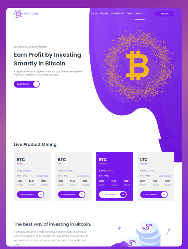 Cryptocoin - Creative ICO Blockchain And Cryptocurrency HTML Template