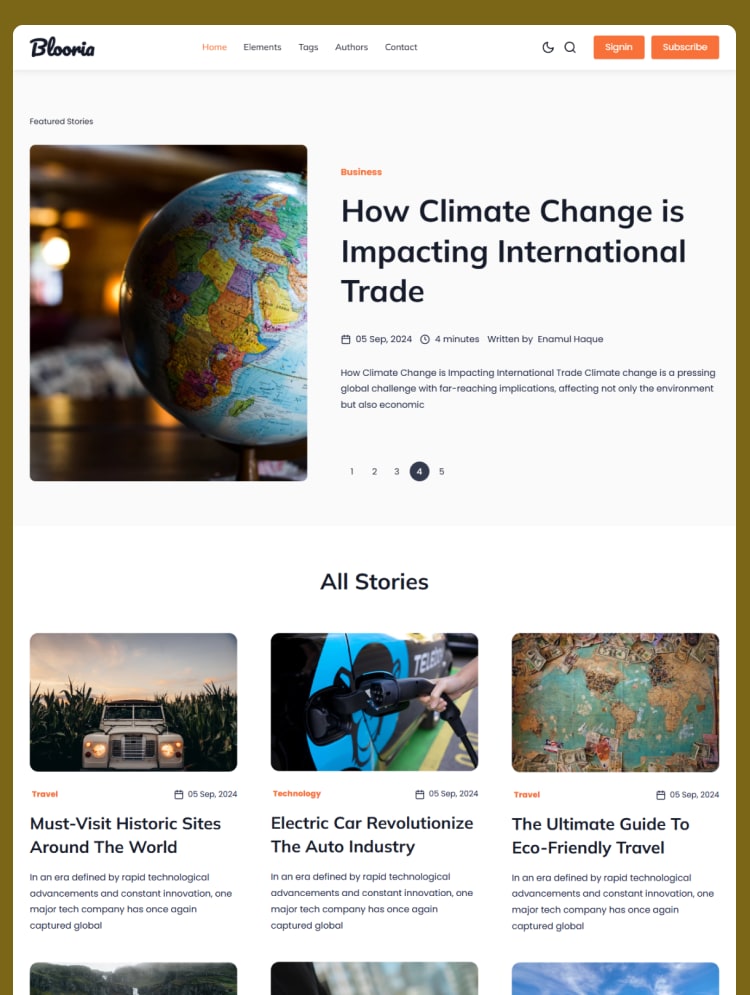 Blooria - Modern And Clean Magazine Ghost Blogging Theme