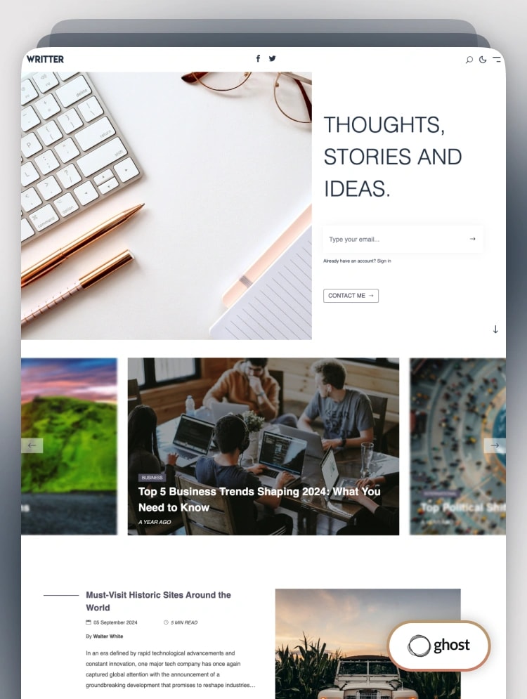 Writter - Minimal Subscription and Membership Ghost Theme