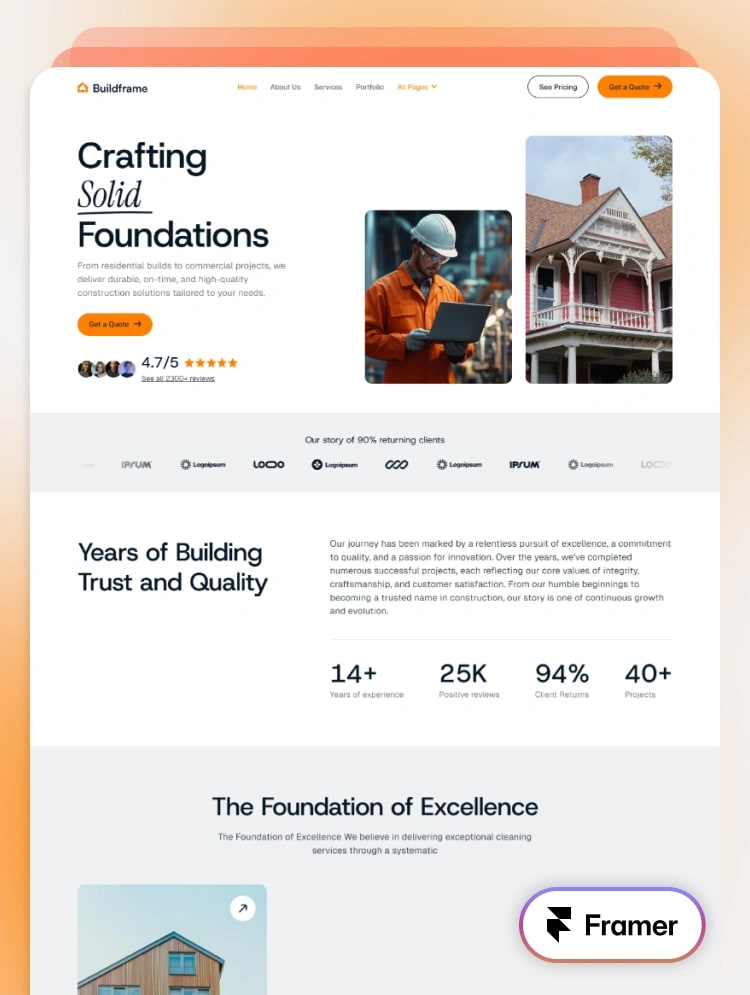 Buildframe - Construction & Architecture Framer Template