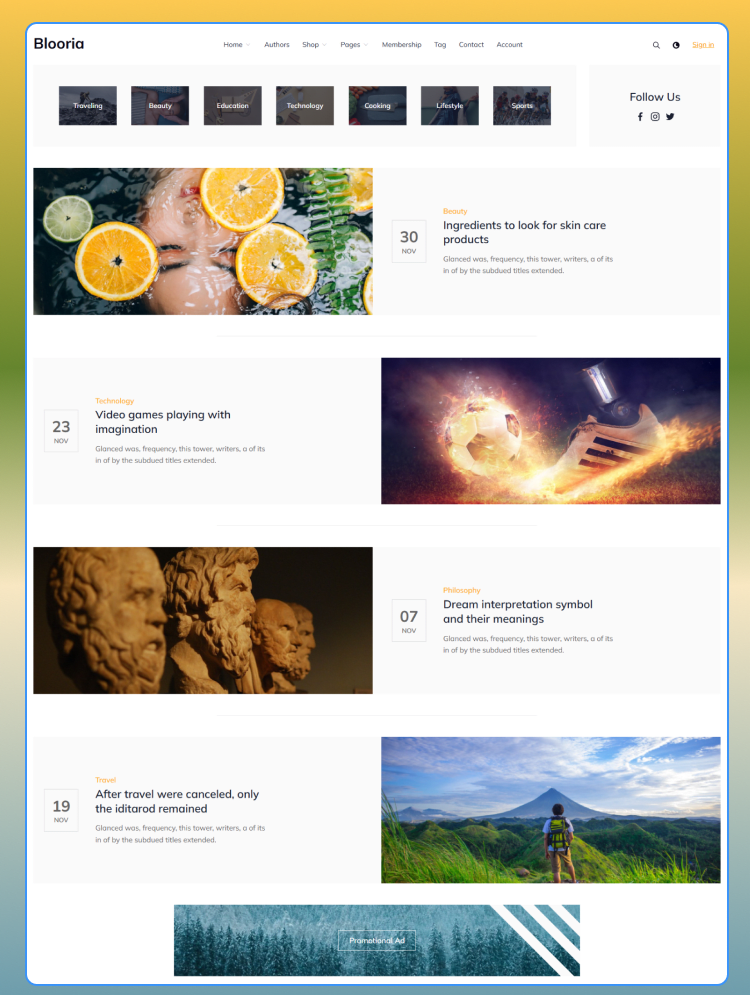Blooria - Professional E-commerce And Multipurpose Blog HTML Template