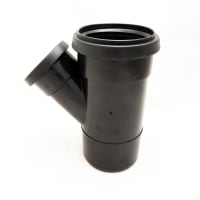 110/75 x 45° HT grenrør m/2 muffer, svart